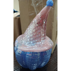 7'' Hand Blown Glass Witch Hat Pumpkin Figurines Collectibles,Art Glass Pumpkin
